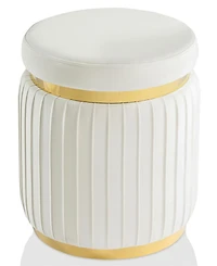 Raphael 15" Wood Upholstered Round Ottoman