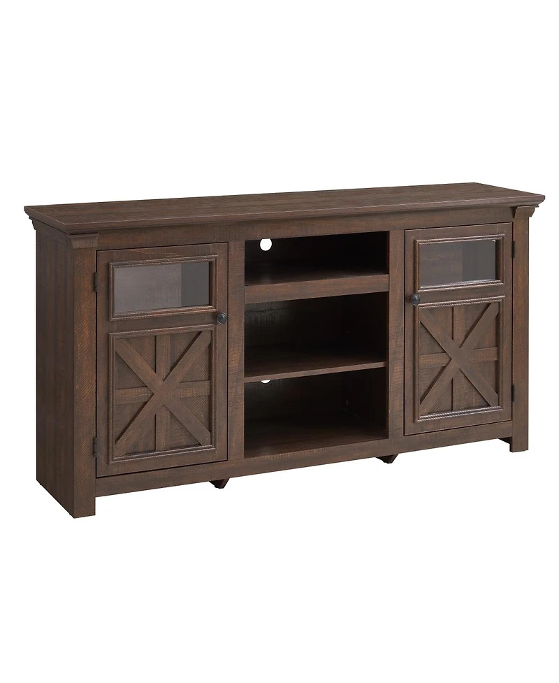 Streamdale Furniture Farmhouse Barn Door Tv Stand Media Console Espresso 60.23"W