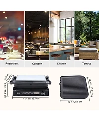 Ecooso 14.4 Inch 7-in-1 Commercial Electric Griddle, 1800W Countertop Grill with Adjustable Temperature Control