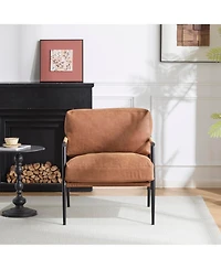 Streamdale Furniture Modern Accent Chair with Metal Frame & Wooden Armrest