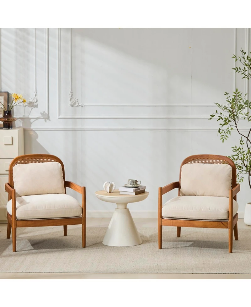 Streamdale Furniture Mid-Century Modern Rattan Accent Chair - Set of 2