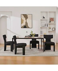 Streamdale Furniture Modern Chenille Dining Chair Set of 4, Armless Curved Back Accent Chairs