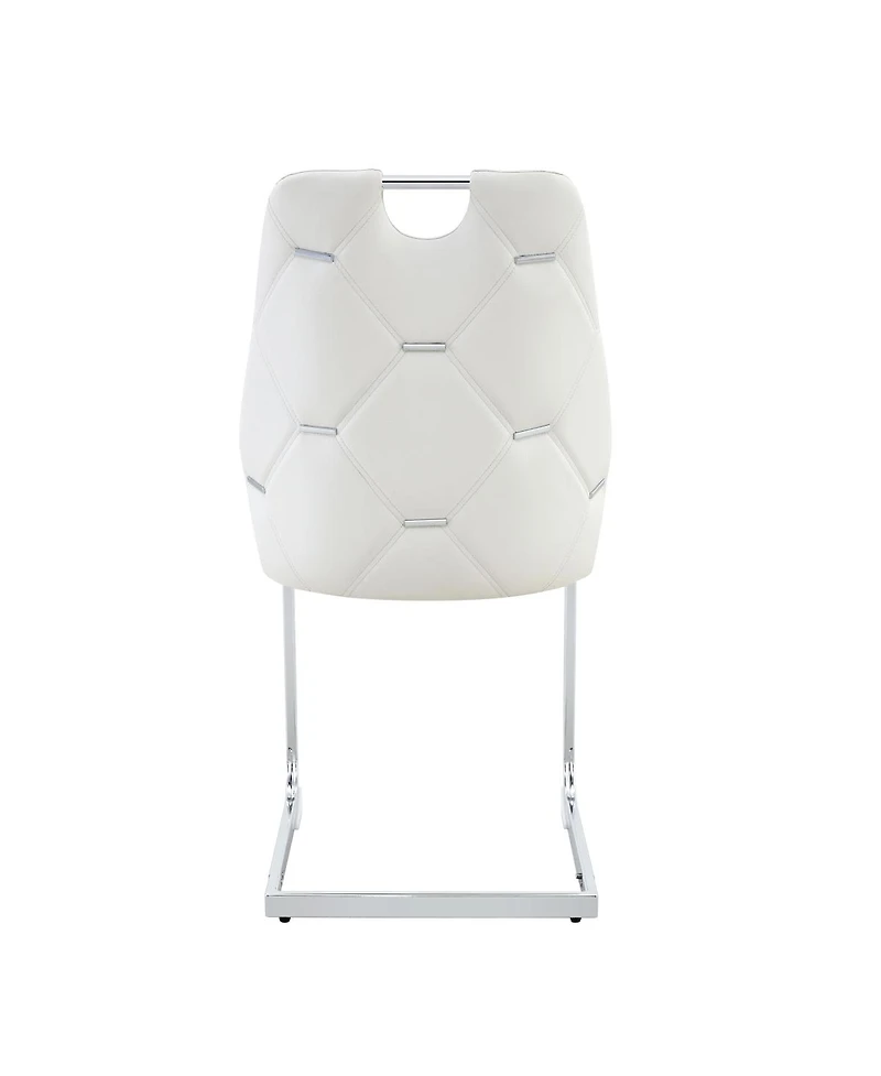 Streamdale Furniture Dining Chairs Set of 4, White Faux Leather Kitchen Chairs with Mesh Texture