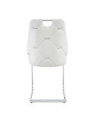 Streamdale Furniture Dining Chairs Set of 4, White Faux Leather Kitchen Chairs with Mesh Texture