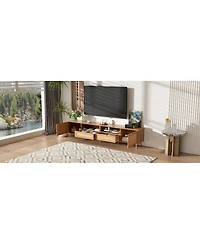 Streamdale Furniture Rattan Tv Stand for TVs up to 90", Modern Farmhouse Media Console