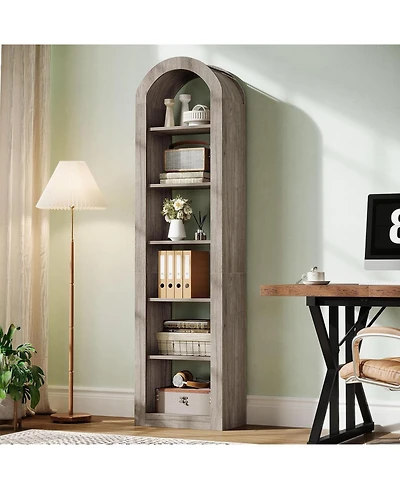 Tribesigns 74.8" Tall Arched Bookshelf, 6-Tier Narrow Open Bookcase(1 Pc)