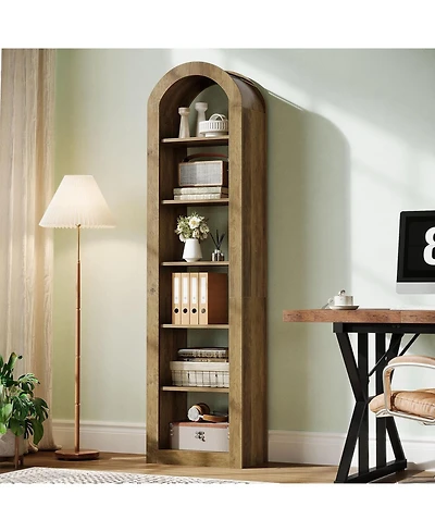 Tribesigns 74.8" Tall Arched Bookshelf, 6-Tier Narrow Open Bookcase(1 Pc)