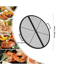 Ecooso 36 Inch Foldable Fire Pit Grill Grate, Heavy Duty Steel Campfire Cooking Grid with Handles