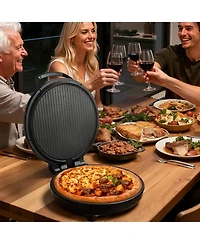 Ecooso 12 Inch Electric Pizza Oven, 1200W Pizza Maker with Nonstick Plate and Adjustable Temperature