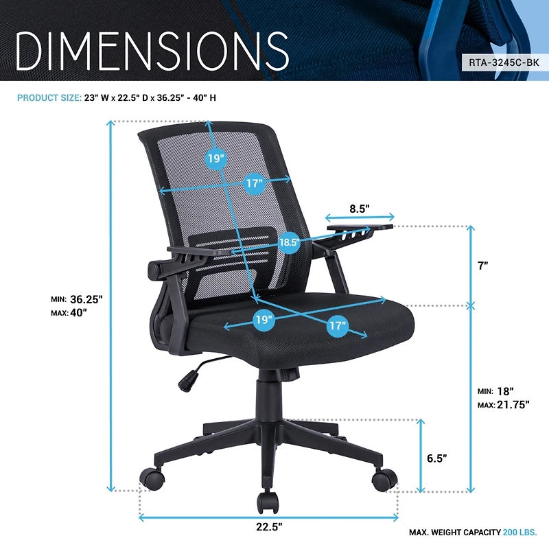 Streamdale Ergonomic Office Mesh Chair, Black