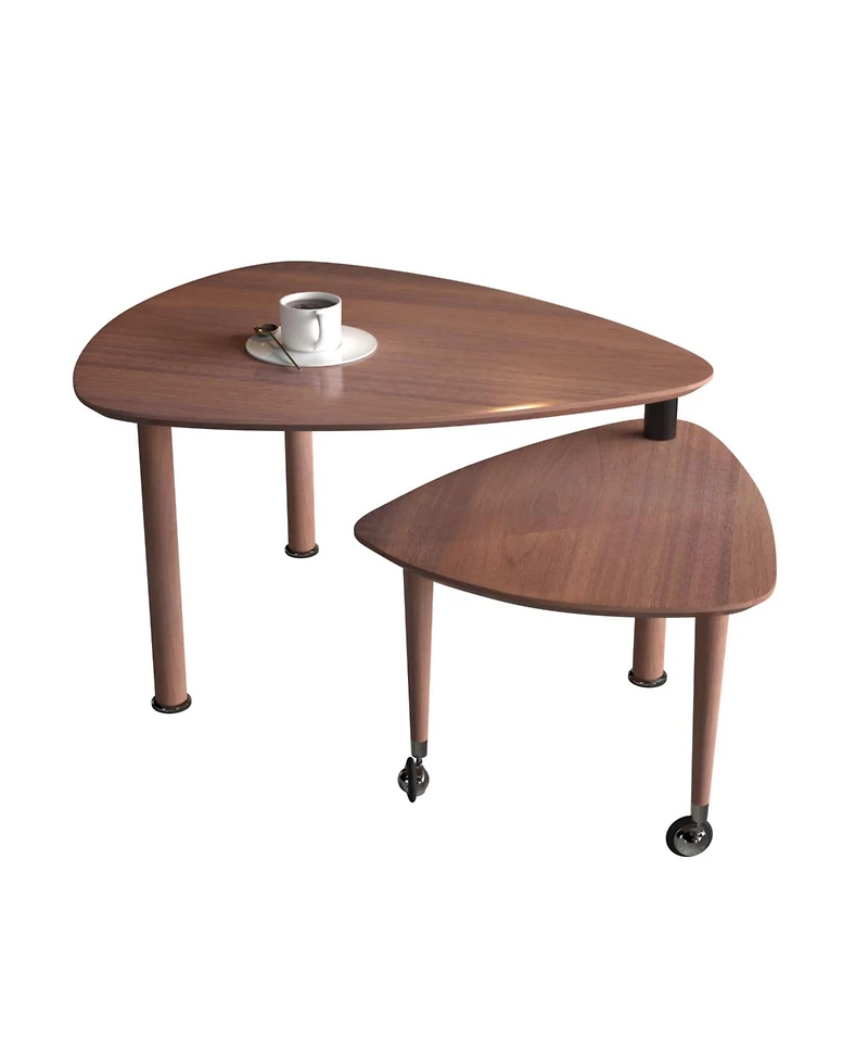 Streamdale Furniture 360 Rotatable Coffee Table for Living Room, Solid Wood Legs, Modern Apartment Furniture