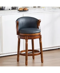 Streamdale Furniture Cow Leather Swivel Bar Stool with Backs