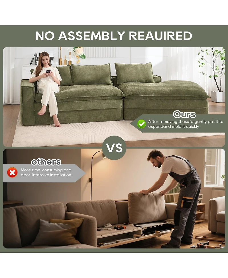 Streamdale Furniture Modern Minimalist Modular Sectional Sofa with Right Facing Chaise