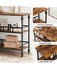 Yigii 43" Console Table 3-Tier Entryway Narrow Sofa Side Shelves Living Room Hallway Bedroom Rustic Brown