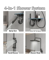 Lalahoo 3-Spray Shower Faucet 2.5 Gpm with Piano Button Control, Led Temperature Display and Ambient Light