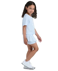 adidas Girls' 2T-6X Short-Sleeve Graphic T-Shirt and Printed Flowy Shorts, 2-Piece Set