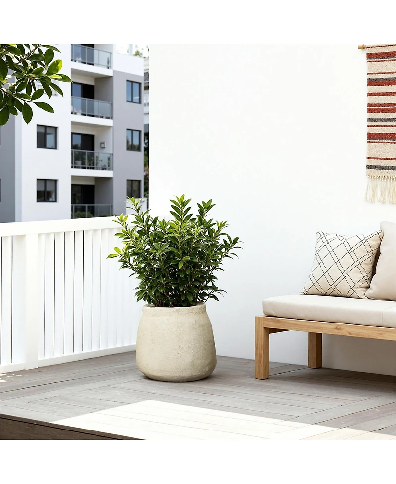 LuxenHome Sahara Stone Planter, 12" Round Cement