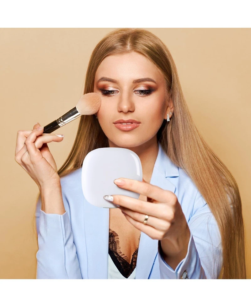 Homfan Led Lighted Travel Makeup Mirror,1X/10X Magnifying Double Sided Dimmable Portable Pocket,2-Sided,Usb Charging