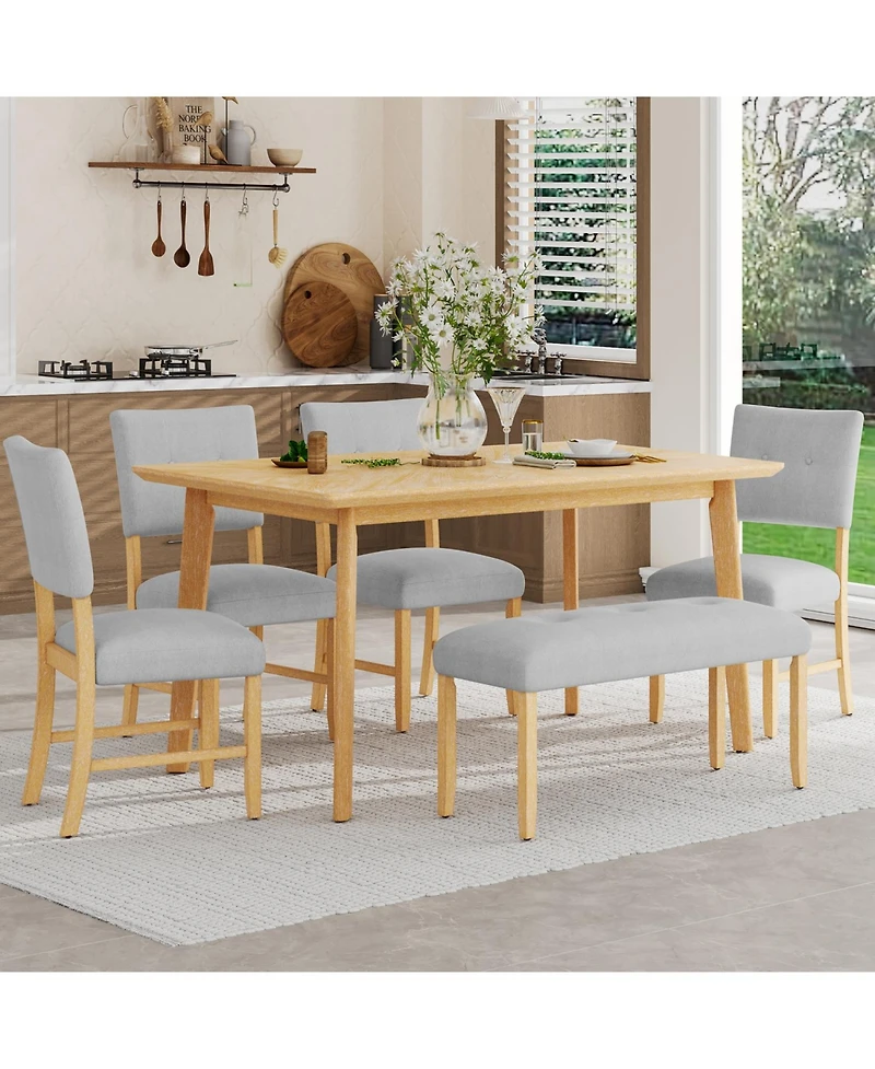 Streamdale Furniture Farmhouse Dining Set with 4 Chairs & Bench