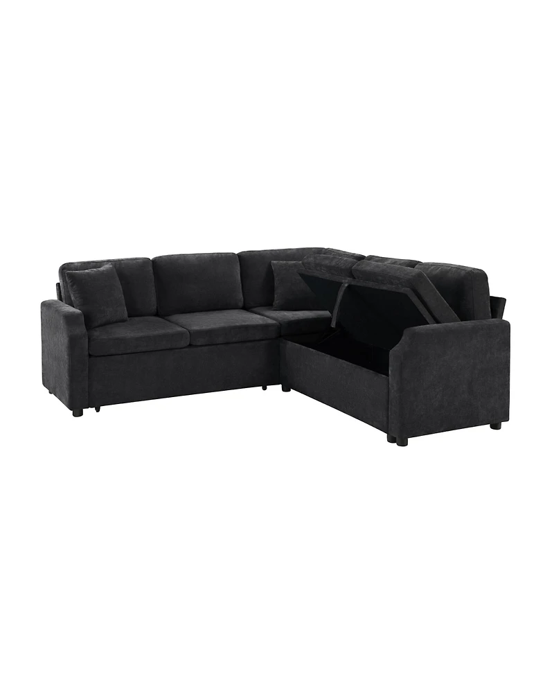 Streamdale Furniture L-Shaped Sectional Sofa Bed with Hidden Storage and Sleeper Function