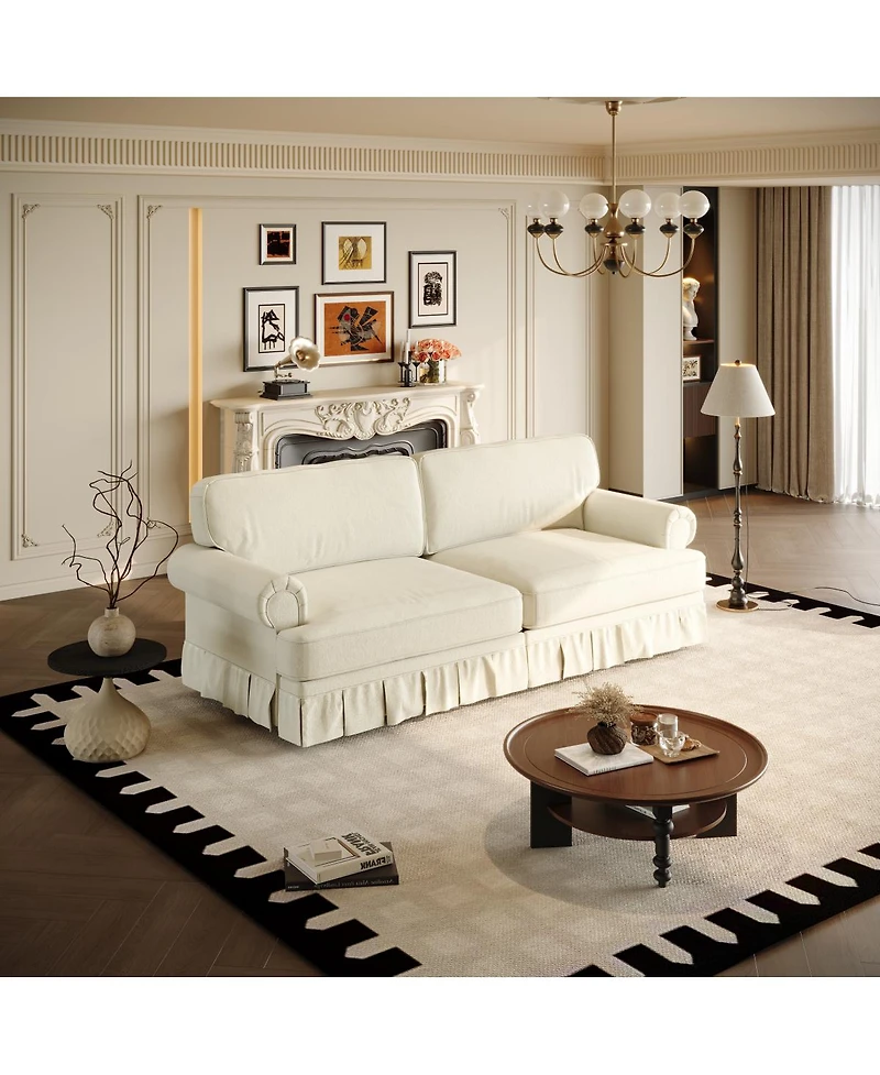 Streamdale Furniture 74" Luxuriously Comfortable 3-Seater Cloud Couch, Chenille Sofa with Rolled Arms & Skirt