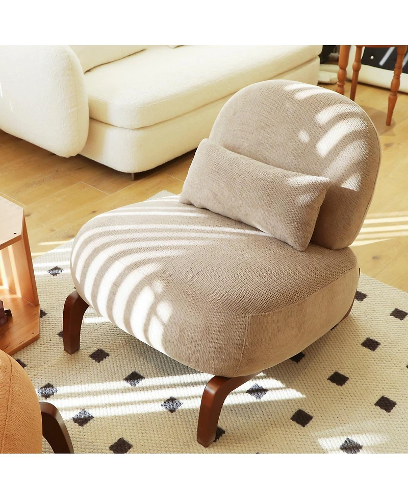 Streamdale Furniture Camel Velvet Accent Chair with Solid Wood Legs