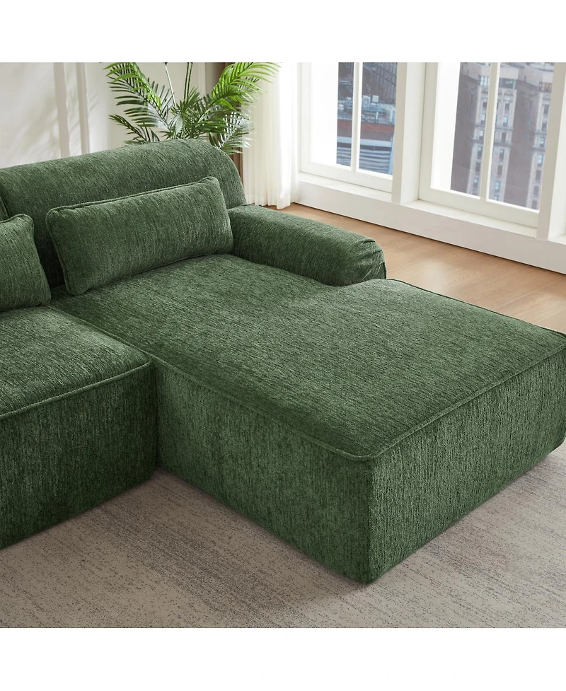 Streamdale Furniture Chenille L-Shape Luxury Sectional Sofa, Minimalist Design, Comfy Sleeper Couch