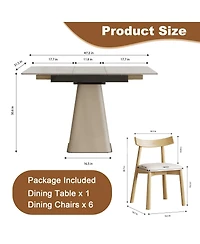 Streamdale Furniture Retractable Rock Slab Dining Table Set