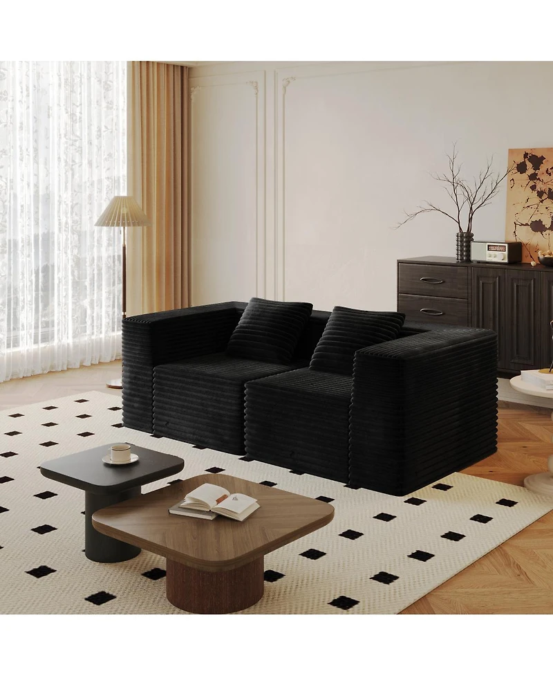 Streamdale Furniture Plush Corduroy Modular Sectional Sofa - Flexible, Comfortable, No Assembly
