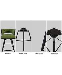 Streamdale Furniture 26" Suede Bar Stool Set of 4, 360 Swivel, Upholstered, with Back & Footrest