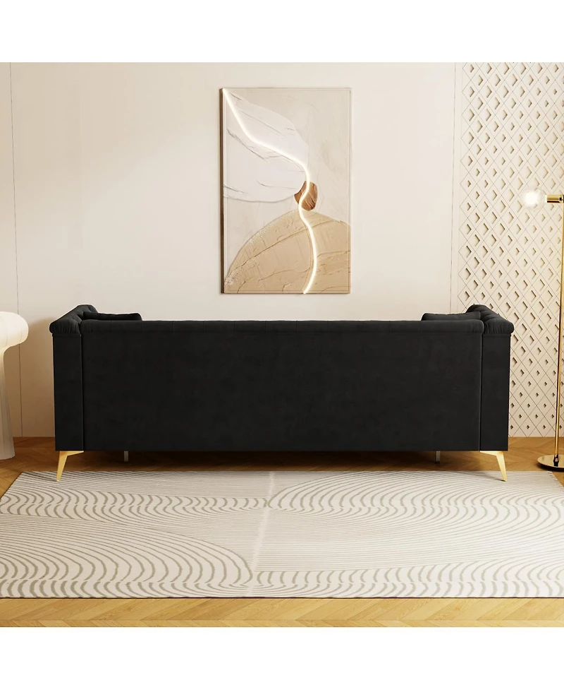 Streamdale Furniture Contemporary Faux Sherpa Sofa with Gold Metal Accents