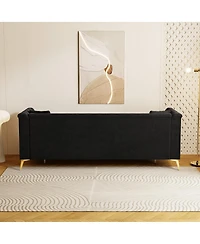 Streamdale Furniture Contemporary Faux Sherpa Sofa with Gold Metal Accents