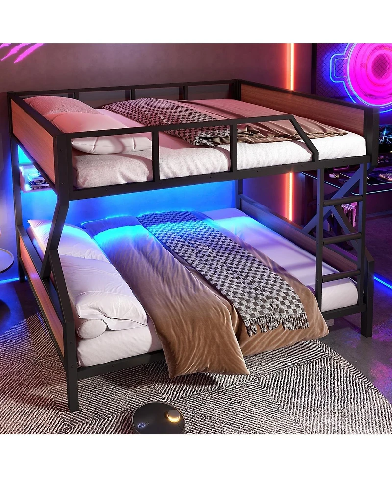 Streamdale Furniture Full/Full Bunk Bed w/ Storage Shelves & Lights