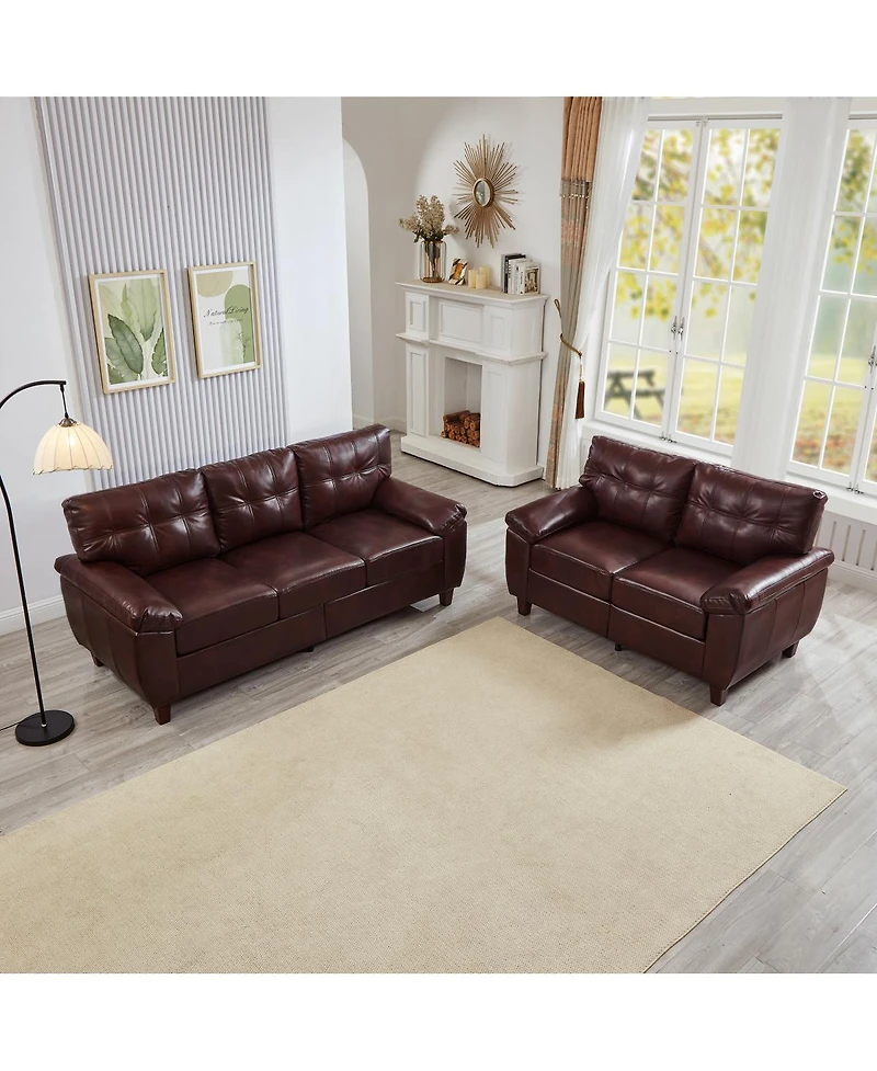 Streamdale Furniture Modern 3-Seater & Loveseat Faux Leather Sofa with Storage