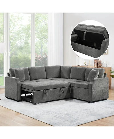 Streamdale Furniture Sectional Sofa Bed L-Shape Sleeper with Hidden Storage