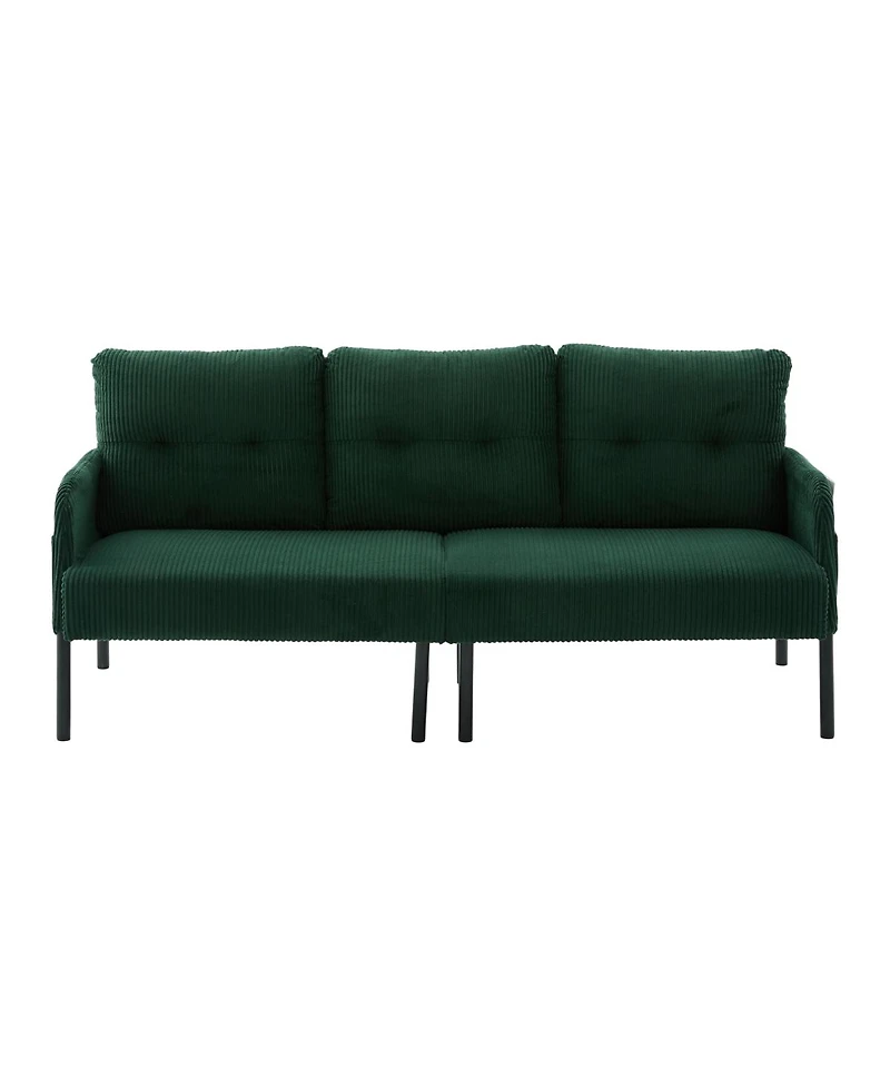 Streamdale Furniture Oversized Corduroy Loveseat Sofa with Metal Legs & Side Pockets
