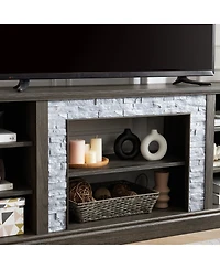Streamdale Furniture Faux Stacked Stone Tv Stand with Storage Cabinet