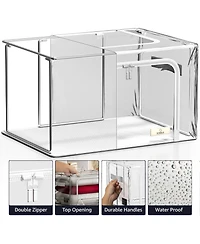 Sorbus Foldable Clear Plastic Storage Bags with Metal Frame & Carry Handles for Bedding Linen & Clothing