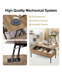 gaomon Mid-Century Modern Lift-Top Extendable Coffee Table with Hidden Compartment