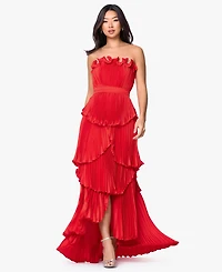 Betsy & Adam Women's Strapless High-Low Ball Gown
