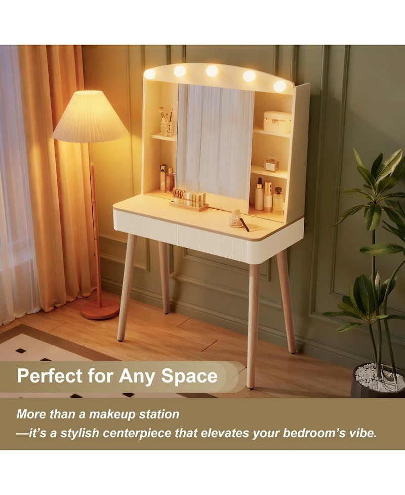 Streamdale Furniture Vanity Desk with Lighted Mirror, Storage & Drawers