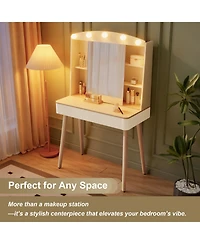 Streamdale Furniture Vanity Desk with Lighted Mirror, Storage & Drawers