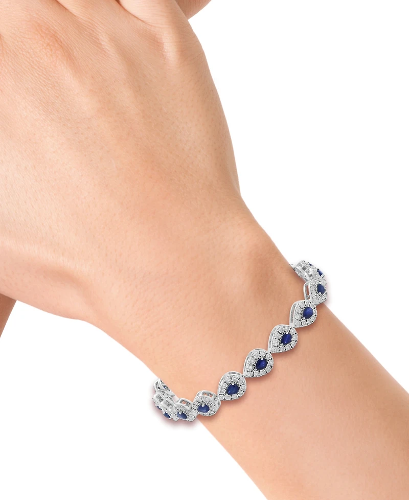 Effy Collection Sapphire (4-1/4 ct. t.w.) & Diamond (1 ct. t.w.) Bracelet in Sterling Silver