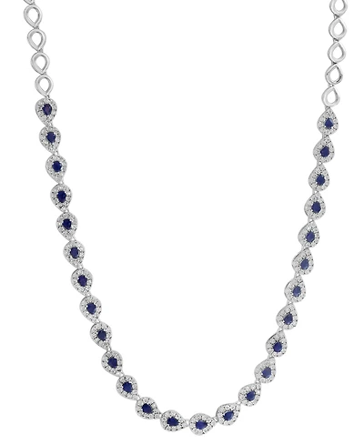 Effy Collection Sapphire (6-3/8 ct. t.w.) & Diamond (1-1/3 ct. t.w.) Necklace in Sterling Silver