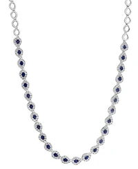 Effy Collection Sapphire (6-3/8 ct. t.w.) & Diamond (1-1/3 ct. t.w.) Necklace in Sterling Silver