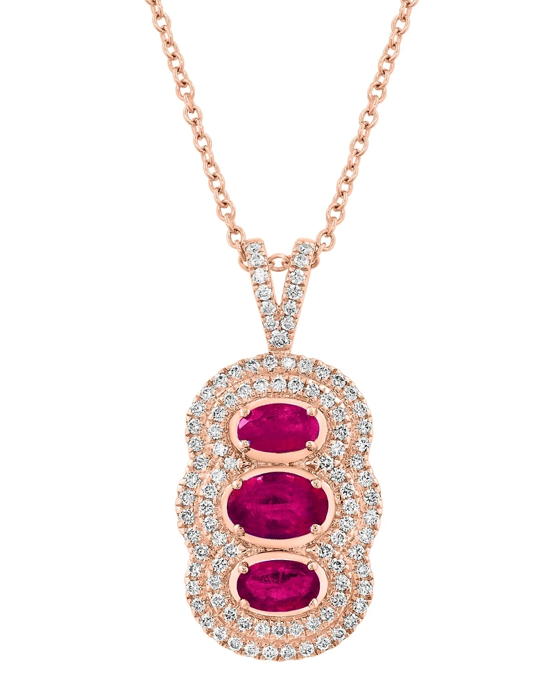 Effy Collection Emerald (7/8 ct. t.w.) & Diamond (3/8 Pendant Necklace 14k Yellow Gold