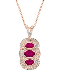 Effy Collection Emerald (7/8 ct. t.w.) & Diamond (3/8 Pendant Necklace 14k Yellow Gold