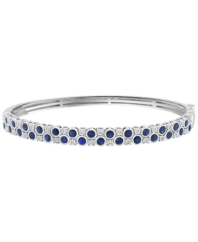 Effy Collection Sapphire (2-1/3 ct. t.w.) & Diamond (1/8 ct. t.w.) Bracelet in Sterling Silver