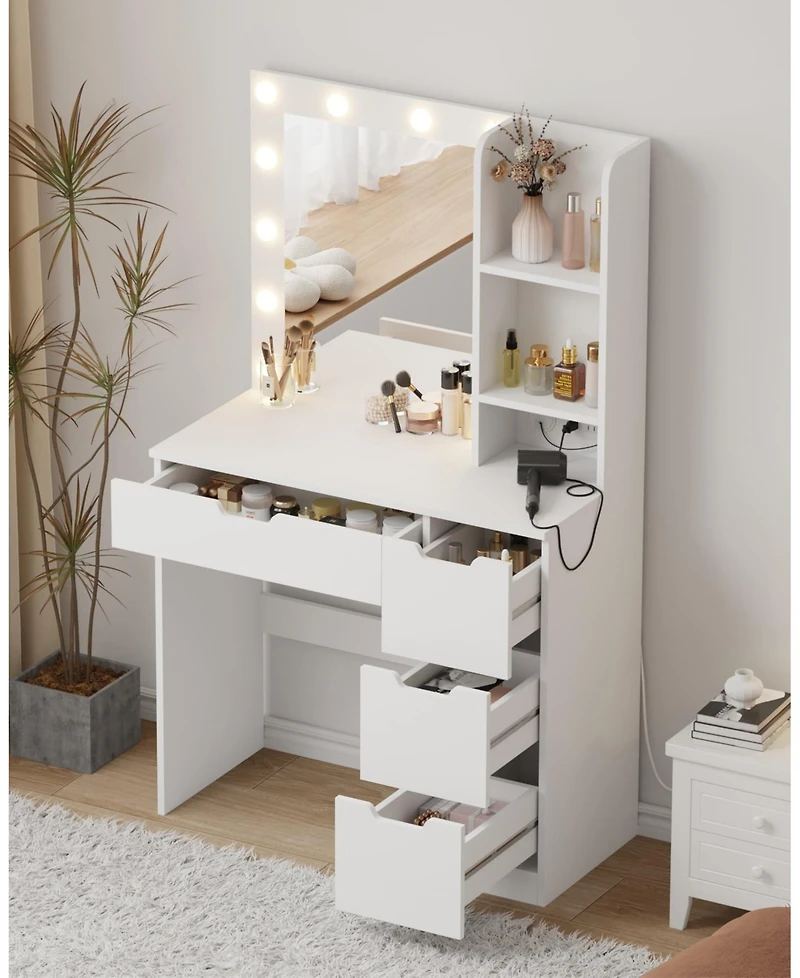 gaomon Modern Makeup Vanity Desk with Mirror, 4 Drawers
