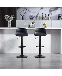 Clihome Bar Stools Set of 2 – Modern Pu Leather Counter Height Barstools with Back